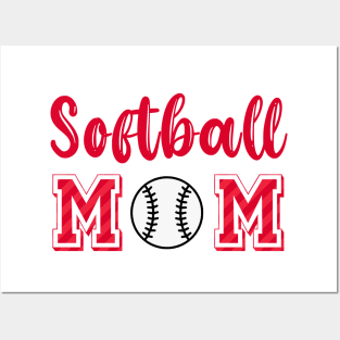 Softball Mom Red Pattern Posters and Art